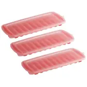 3x Cuisena 30cm Silicone Stackable Ice Cube Tray Maker Freezer Mould w/ Lid Red