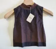 WOLFORD Shiny Grid Sleeveless Top Sz L - Black/Copper