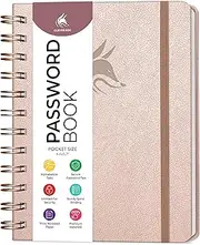 Clever Fox Password Book Spiral – Mini Internet Address & Password Organizer with Laminated Alphabetical Tabs – Small Password Keeper Journal – Hardcover, Pocket Size, 4.7x5.7” (Rose Gold)