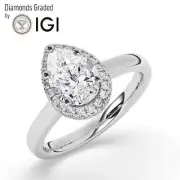 Pear Solitaire Labgrown Diamond Engagement Ring 14k White Gold 2.35 Ct D VVS2
