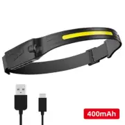 COB LED Induction Headlamp: USB Rechargeable Head Torch with 5 Modes