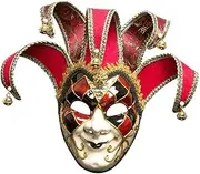 ORFOFE Real Venetian Mask for Men Full Face Masquerade Mask Carnival Costume Mask Party Mask Red Venetian Style Face Mask