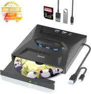 USB-C External DVD CD Drive Burner Reader w/ SD Slot for Windows Mac Linux