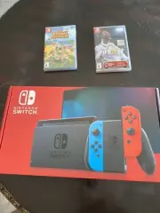 Nintendo Switch 32GB Neon Red and Neon Blue Joy-Con Bundle With Games-New
