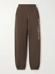 [Sporty & Rich] Sporty & Rich - Printed Cotton-jersey Track Pants - Chocolate - small small Brown