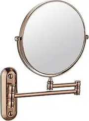 Hotel Bathroom Wall Hanging Makeup Mirror 10X Magnification 8" Telescopic Double Sided Shaving Mirror for Bathroom Vanity Rose Gold