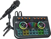 Podcast Microphone Bundle with Live Sound Card Audio Mixer, Podcast Equipment Bu