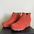 Sorel Evie Pull On Wedge Booties WarpRed Womens Waterproof Rain Boot NL4910-849