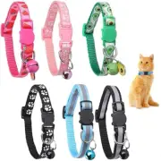 6 Pack Reflective Cat Collars Breakaway， Cat Collars with Bell Adjustable Collar