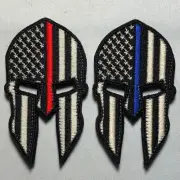 AMERICAN Spartan Helmet Flag Tactical Patch Morale Police Army Roman Maple Red