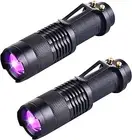 2 Pack UV Torch 395nm LED Blacklight Flashlight Zoomable Portable with Clip SK68
