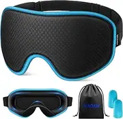 WAOAW Sleep Mask, Eye Mask for Sleep, Silk Eye Sleeping Masks for Both Women and Men, 3D Weighted Eye Cover Sleeping Mask, Blackout Blindfold of Eyemask (Blue)