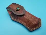 Pocket Knife Sheath Basketweave Faux Leather Folding Blade 5.75" x 5" Fits 110