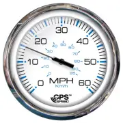Faria 5" Speedometer (60 MPH) GPS (Studded) Chesapeake White w/Stainless Steel