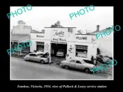 OLD LARGE HISTORIC PHOTO OF IVANHOE VICTORIA MOBIL OIL Co SERVICE STATION 1954