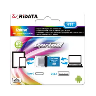 [特價]RIDATA錸德HT1 USB3.1Gen1+TypeC雙介面隨身碟 64G OTG