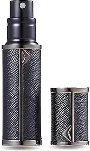 AsaNana Perfume Atomiser, Refillable & Travel Size Perfume Bottle, Leaking Proof,Bottom Pump without Funnel, Luxurious Small women and men, 5ml (Black)