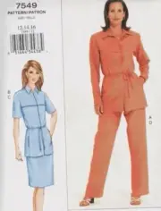 PATTERN Vogue Sewing Woman Easy Sz 6-10 Jacket Skirt Pants Belt 2002 NEW