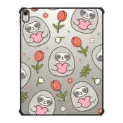 iPad Air 13-inch (M2/M3) iPad Impact Case Cute Sloth Holding a Heart with Red Tulip - Kawaii Animal with Flower in the Garden