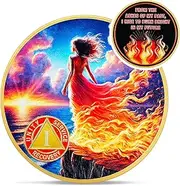 Reborn Fairy 1 Year Sobriety Coin - Rising from The Ashes One Year AA Coins - Recovery Addiction Phoenix Rising NA AA Chips and Medallions - Living Clean Sober Alcoholics Anonymous Gift for Women