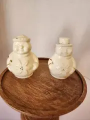 Formalities By Baum Bros Snowman White Ceramic Salt & Pepper Shakers 3.75"