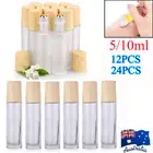 5/10ml Glass Roller Bottles 12/24x Perfume Essential Oil Wood Steel Roll on Ball