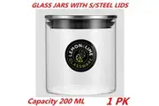 1 x Glass Jar Food Storage Bottle Sealed Cans S/Steel Lid Air Tight Container 200ml