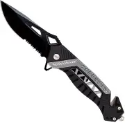 Smith & Wesson Rescue Flipper 3.4" Black Combo Blade Silver/Black Handle SW608S