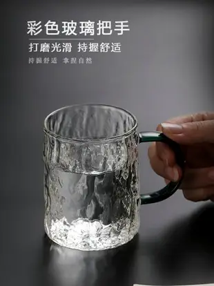 小眾玻璃杯高顏值帶把手咖啡杯家用待客套裝喝水杯子透明水杯茶杯