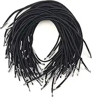 50 Pcs Black Elastic Barbed Cord 25cm 9.8 inch Stretch Loop Band String with Metal Ends for Hats, DIY Signs and Badges