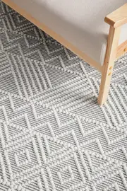 Rug Culture Off White & Grey Textured Scandi Rug