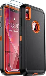 okzilla Designed for iPhone XR Case, [10 FT Military Grade Drop Protection] [with 2 pcs Tempered Glass Screen Protector] Protective Cover for iPhone XR (Orange)