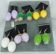 NEW 6 pr hook earrings easter eggs Christmas Ornaments NOS *S