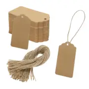 100Pcs Kraft Paper Gift Tags with String,1.8x3.7" Wood Pulp Paper Labels Brown