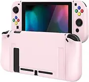 PlayVital Pink Protective Case for Nintendo Switch, Soft TPU Slim Case Cover for Nintendo Switch joycon Console with Colorful ABXY Direction Button Caps