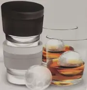 Brookstone Whiskey Double Sphere Ice Mold and 2 Glass Set -New In Original Box-