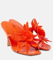 [Bottega Veneta] Bottega Veneta Adam raffia-trimmed leather mules AU 7 orange
