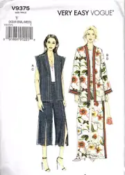 Vogue V9375 Misses Jacket, Pants and Vest Size XS to M Uncut Sewing Pattern