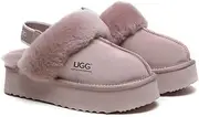 [UGG AUSTRALIAN SHEPHERD] Removable Strap Slingback Women Muffin Platform Slippers