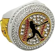 Discount Sports Rings Deluxe Batter Ring, WHITE CHAMPION, Premium Softball Baseball Tournament Rings 28-03, Non-Precious Metal, Quartzite