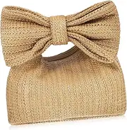 [ROMISBABA] Straw Purse for Women Durable Straw Clutch Handbag with Natural Rustic Appearance for Travel Beach Shopping and Dates Spacious Interior for Essentials