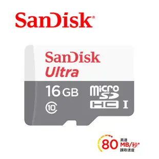 SanDisk Ultra microSD UHS-I 16GB 記憶卡白 80MB/s 蝦皮直送