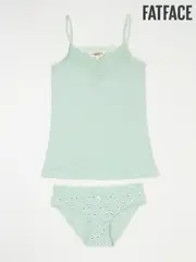 FatFace Green Floral Vest & Knicker Set (E86363) | $58