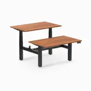 Desky Back to Back Prime Oak Melamine Sit to Stand Office Desk 1200x750mm Matte Black Height Adjustable Leg