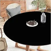 FANIVIN PU Tablecloths Desk Table Mat Tablecovers Round Table Covers One-Sided Multifunction Waterproof Durable Black Diameter 50cm