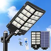 [JAYNLT] 5200W Solar Street Lights Outdoor,520000LM 6500K Commercial Parking Lot Lights Dusk to Dawn, Waterproof Solar Security Flood Lights with Motion Sensor and Remote for Yard, Garage, Driveway