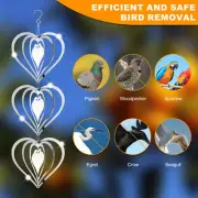 3Pcs Heart Bird Scare Discs Set Stainless Steel Bird Reflectors Highly waVbJ