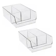 FatherCare 2 Pcs Cabinet Organizer Bins Food Safe BPA Free for Refrigerator Vanity-4