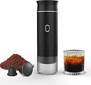 YINDUZ Portable Espresso Machine, Coffee Maker for Travel, 3-in-1 Rechargeable Car Coffee Maker Compatible with Ground Coffee & Capsule(NS DG), USB-C Charging, Self-Heating, for Office, Camping