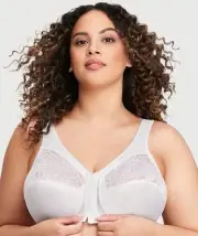 Glamorise Magiclift Front-Closure Support Wire-Free Bra - White (Size 16E)